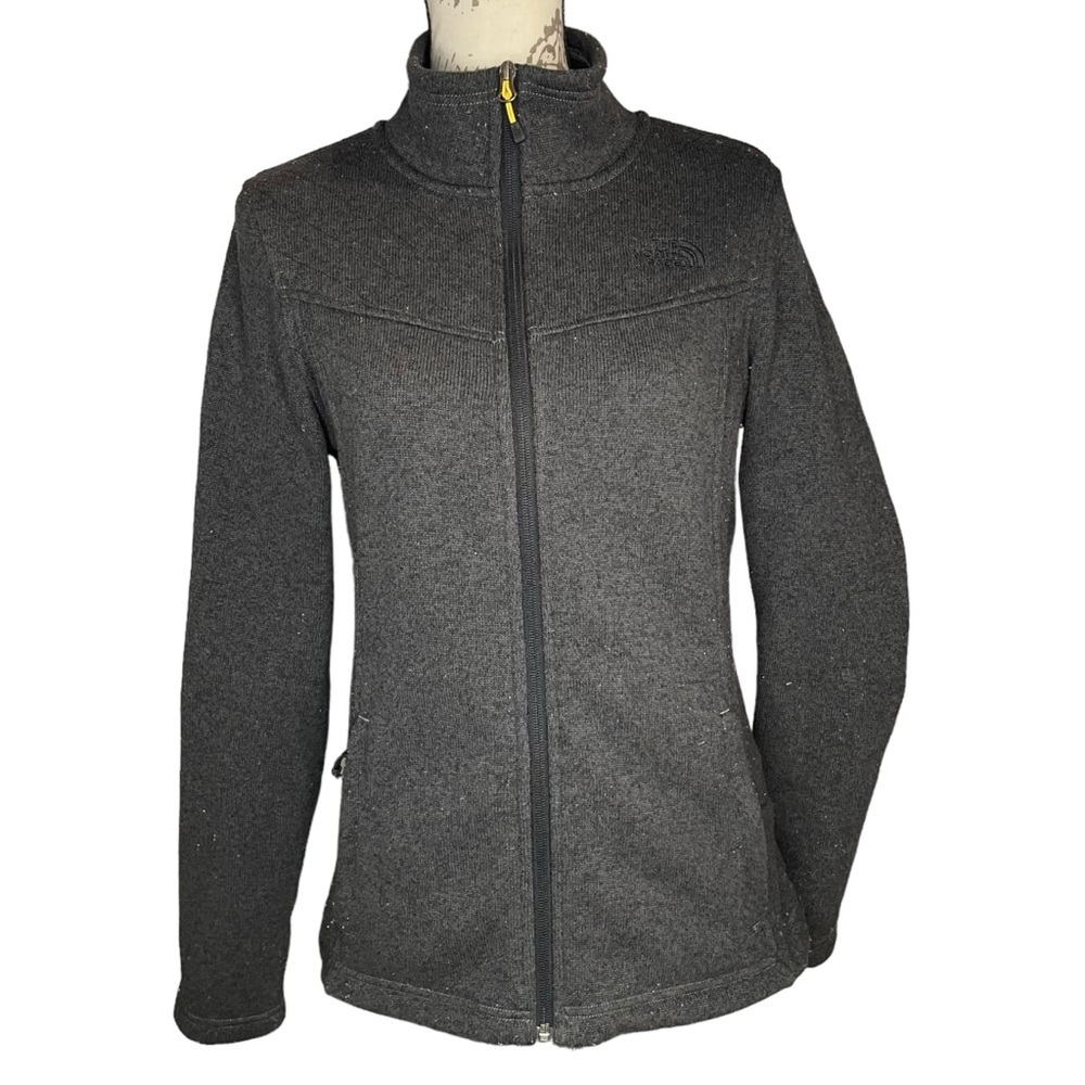 The north face jacket fleece full zip dark gray women’s size medium outdoor coat